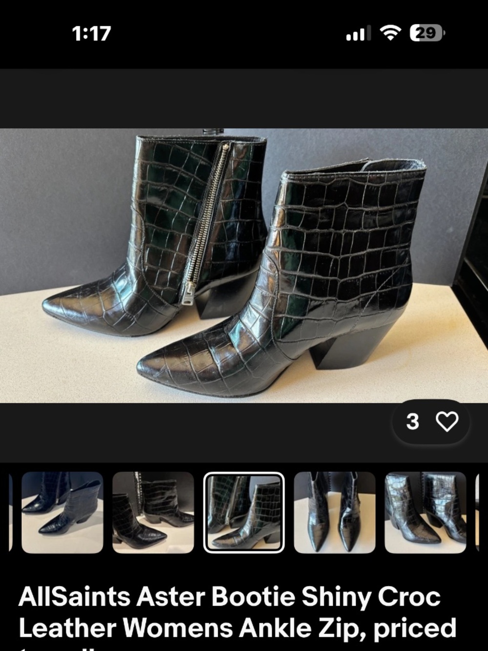 ALLSAINTS Aster Boots shinny Croc Leather